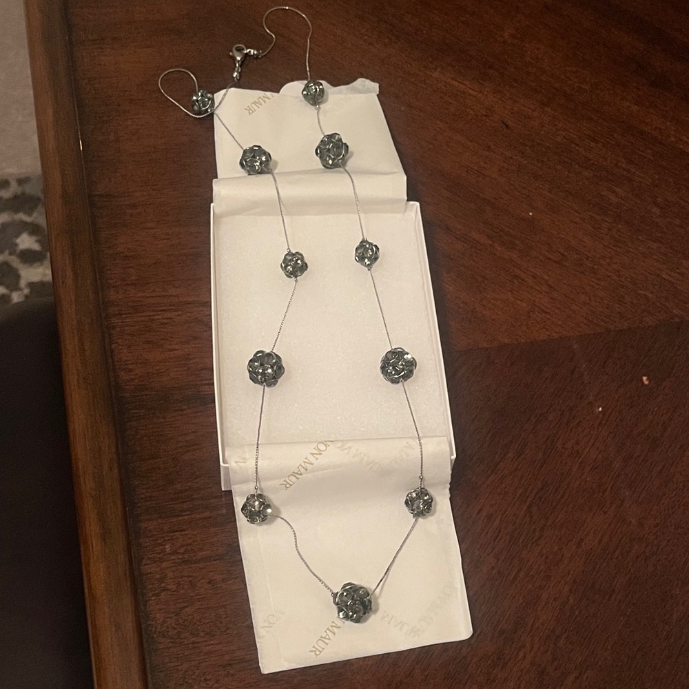 Silver and Black Necklace Set